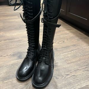 Ann demeulemeester knee high combat boots